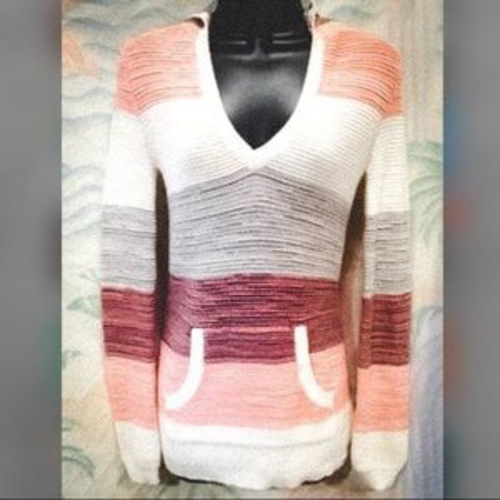 Roxy knit striped pullover hoodie sweater size XS